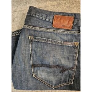 Mavi Zach Jeans Mens 36x32 Blue Straight Leg Cotton Denim Whiskers Retro Grunge